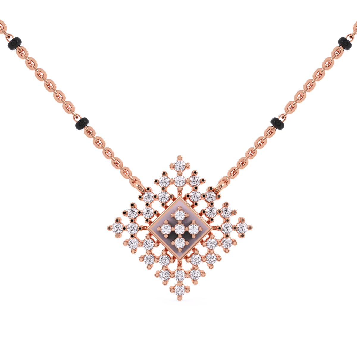 Sparkling Round Diamond Cluster Mangalsutra